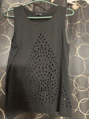 Express Black Laser-Cut Triangle Pattern Tank